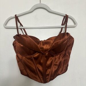 Satin Corset Top in Rust